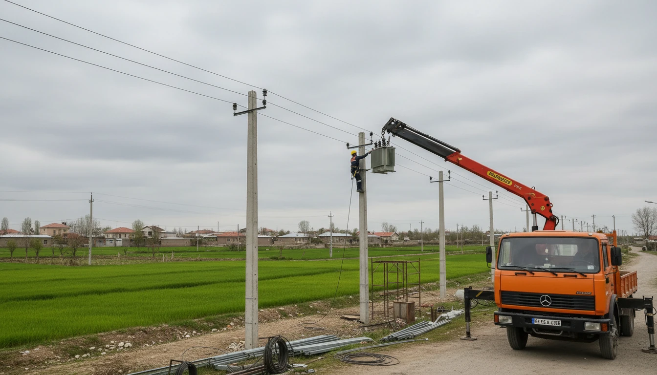 برق‌رسانی به کارخانه برنجکوبی در روستای نوده فومن | احداث خط ۲۰ کیلوولت و نصب ترانسفورماتور